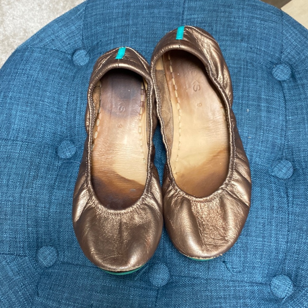 Metallic bronze tieks size 9